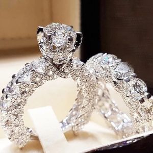 Wedding Engagement CZ Diamond Ring Set